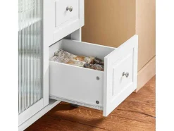 Sobuy Keukeneiland-Keukentrolley Op Wielen Keukeneiland Serveerwagen Buffetkast Keukenkast Met 3 Laden, 2 Deuren, Kruidenrek En Handdoekenrek, 128X46X92 Cm, Fkw120-Wn