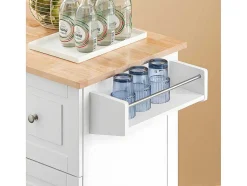 Sobuy Keukeneiland-Keukentrolley Op Wielen Keukeneiland Serveerwagen Buffetkast Keukenkast Met 3 Laden, 2 Deuren, Kruidenrek En Handdoekenrek, 128X46X92 Cm, Fkw120-Wn