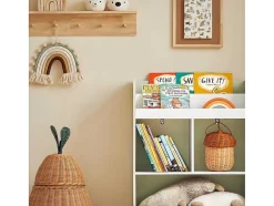 Sobuy Babymeubel-Kinderspeelgoedopbergplank, Boekenplank, Opbergeenheid Voor Kinderkamer, Boekenkast Met 2 Planken En 3 Open Vakken, 60 X 36 X 89 Cm, Kmb90-Gr