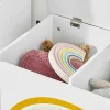 Sobuy Babymeubel-Kmb70-W Speelgoedkist Voor Kinderen, Speelgoed Opbergdoos, Opbergkist Met Scharnierend Deksel, Regenboogdesign, Kinderboekenplank