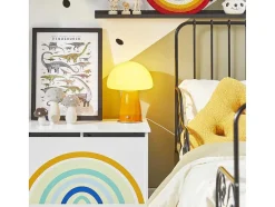 Sobuy Babymeubel-Kmb70-W Speelgoedkist Voor Kinderen, Speelgoed Opbergdoos, Opbergkist Met Scharnierend Deksel, Regenboogdesign, Kinderboekenplank