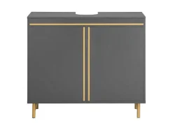 Sobuy Wastafelmeubel-Onderbouwkast, Onderbouwkast Met 2 Deuren En 2 Planken, Vrijstaand Badkamermeubel, Badkameropbergkast, Grijs, L75 X D35 X H65 Cm, Bzr129-Hg