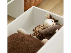Sobuy Babymeubel-Speelgoedkist Voor Kinderen, 2-In-1 Opbergdoos Met 1 Lade Op Wielen En Gevoerde Zitkussen, Wit, 60X34X35 Cm, Kmb80-W