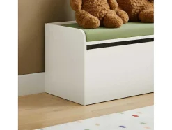 Sobuy Babymeubel-Speelgoedkist Voor Kinderen, 2-In-1 Opbergdoos Met 1 Lade Op Wielen En Gevoerde Zitkussen, Wit, 60X34X35 Cm, Kmb80-W