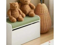 Sobuy Babymeubel-Speelgoedkist Voor Kinderen, 2-In-1 Opbergdoos Met 1 Lade Op Wielen En Gevoerde Zitkussen, Wit, 60X34X35 Cm, Kmb80-W