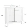 Sobuy Wastafelmeubel-Wastafelmeubel Badkamermeubel Wastafelopbergkast Met 2 Schuifdeuren Wit Lph 60 X 30 X 61 Cm Bzr142-W