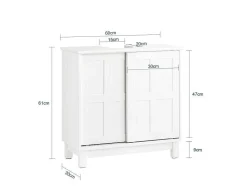 Sobuy Wastafelmeubel-Wastafelmeubel Badkamermeubel Wastafelopbergkast Met 2 Schuifdeuren Wit Lph 60 X 30 X 61 Cm Bzr142-W