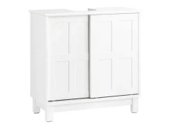 Sobuy Wastafelmeubel-Wastafelmeubel Badkamermeubel Wastafelopbergkast Met 2 Schuifdeuren Wit Lph 60 X 30 X 61 Cm Bzr142-W