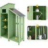 ModernLuxe Tuinhuis-Sparrenhouten Tuinhuis - Gereedschapsschuur Met 2 Geintegreerde Planken - H 173 Cm - Waterdicht Pvc Dak - Groen