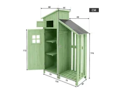 ModernLuxe Tuinhuis-Sparrenhouten Tuinhuis - Gereedschapsschuur Met 2 Geintegreerde Planken - H 173 Cm - Waterdicht Pvc Dak - Groen