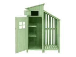 ModernLuxe Tuinhuis-Sparrenhouten Tuinhuis - Gereedschapsschuur Met 2 Geintegreerde Planken - H 173 Cm - Waterdicht Pvc Dak - Groen