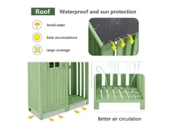 ModernLuxe Tuinhuis-Sparrenhouten Tuinhuis - Gereedschapsschuur Met 2 Geintegreerde Planken - H 173 Cm - Waterdicht Pvc Dak - Groen