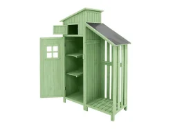 ModernLuxe Tuinhuis-Sparrenhouten Tuinhuis - Gereedschapsschuur Met 2 Geintegreerde Planken - H 173 Cm - Waterdicht Pvc Dak - Groen