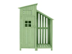ModernLuxe Tuinhuis-Sparrenhouten Tuinhuis - Gereedschapsschuur Met 2 Geintegreerde Planken - H 173 Cm - Waterdicht Pvc Dak - Groen