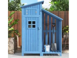 ModernLuxe Tuinhuis-Sparrenhouten Tuinhuis - Gereedschapsschuur Met 2 Geintegreerde Planken - H 173 Cm - Waterdicht Pvc Dak - Groen