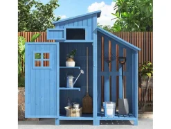 ModernLuxe Tuinhuis-Sparrenhouten Tuinhuis - Gereedschapsschuur Met 2 Geintegreerde Planken - H 173 Cm - Waterdicht Pvc Dak - Groen