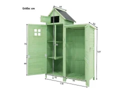 ModernLuxe Tuinhuis-Sparrenhouten Tuinhuis - Gereedschapsschuur Met 2 Geintegreerde Planken - H 173 Cm - Waterdicht Pvc Dak - Groen