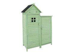 ModernLuxe Tuinhuis-Sparrenhouten Tuinhuis - Gereedschapsschuur Met 2 Geintegreerde Planken - H 173 Cm - Waterdicht Pvc Dak - Groen