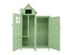 ModernLuxe Tuinhuis-Sparrenhouten Tuinhuis - Gereedschapsschuur Met 2 Geintegreerde Planken - H 173 Cm - Waterdicht Pvc Dak - Groen