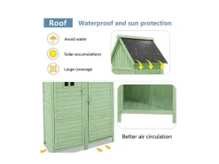 ModernLuxe Tuinhuis-Sparrenhouten Tuinhuis - Gereedschapsschuur Met 2 Geintegreerde Planken - H 173 Cm - Waterdicht Pvc Dak - Groen