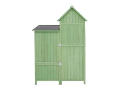 ModernLuxe Tuinhuis-Sparrenhouten Tuinhuis - Gereedschapsschuur Met 2 Geintegreerde Planken - H 173 Cm - Waterdicht Pvc Dak - Groen