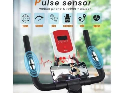 Vente-unique Fitness-Spin Bike Met Verstelbare Zitting En Stuur, Hometrainer Met Verstelbare Weerstand En Lcd Display