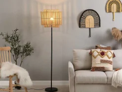OZAIA Staande Lamp-Staande Lamp Etnische Stijl Van Bamboe En Zwart Metaal - D 40 Cm X H 157,5 Cm - Parana