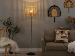 OZAIA Staande Lamp-Staande Lamp Etnische Stijl Van Bamboe En Zwart Metaal - D 40 Cm X H 157,5 Cm - Parana