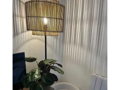 OZAIA Staande Lamp-Staande Lamp Etnische Stijl Van Bamboe En Zwart Metaal - D 40 Cm X H 157,5 Cm - Parana