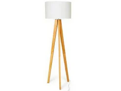 OZAIA Staande Lamp-Staande Lamp Lorens - Hout En Linnen - 45 X 45 X 153 Cm - Wit