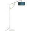 OZAIA Staande Lamp-Staande Lamp Met Boog - Art-Decostijl Van Koper En Marmer - Velours - H164 Cm - Blauwgroen - Nour