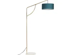 OZAIA Staande Lamp-Staande Lamp Met Boog - Art-Decostijl Van Koper En Marmer - Velours - H164 Cm - Blauwgroen - Nour