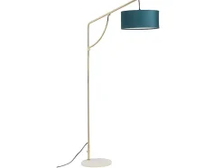 OZAIA Staande Lamp-Staande Lamp Met Boog - Art-Decostijl Van Koper En Marmer - Velours - H164 Cm - Blauwgroen - Nour