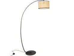 OZAIA Staande Lamp-Staande Lamp Met Boog En Vlechtwerk Neirobi - Etnische Stijl - Ijzer En Rotan - 105 X 40 X 195 Cm - Zwart En Naturel