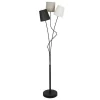 OZAIA Staande Lamp-Staande Lamp Met Hedendaagse Stijl Met 3 Lampenkappen Veritas - Metaal En Stof - 23 X 23 X 149,5 Cm - Grijs, Zwart, Wit
