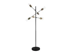 OZAIA Staande Lamp-Staande Lamp Met Industriele Stijl En Meerdere Lampjes Klepton - Metaal - 49,5 X 28,5 X 146,5 Cm - Zwart En Goudkleurig