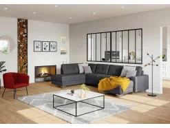 OZAIA Staande Lamp-Staande Lamp Met Industriele Stijl En Meerdere Lampjes Klepton - Metaal - 49,5 X 28,5 X 146,5 Cm - Zwart En Goudkleurig