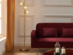 OZAIA Staande Lamp-Staande Lamp Van Geborsteld Messing En 3 Vintage Glazen Bollen - H148 Cm - Yukon