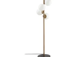 OZAIA Staande Lamp-Staande Lamp Van Metaal En Glas 4 Bollen Faze - H130 Cm - Goud En Wit