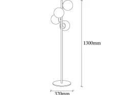 OZAIA Staande Lamp-Staande Lamp Van Metaal En Glas 4 Bollen Faze - H130 Cm - Goud En Wit
