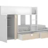 Vente-unique Kinderbed-Stapelbed - Ingebouwde Kast - 2X90X190Cm - Wit En Eiken + Matras - Juanito