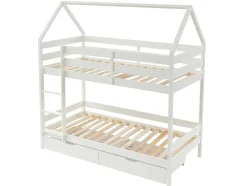 Vente-unique Kinderbed Stapelbed-Stapelbed 2 X 90 X 190 Cm - 2 Laden - Grenen - Wit - Chori