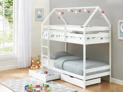 Vente-unique Kinderbed Stapelbed-Stapelbed 2 X 90 X 190 Cm - 2 Laden - Grenen - Wit - Chori