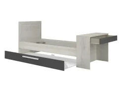 Vente-unique Bed Met Slaaplade-Stapelbed 2 X 90 X 200 Cm - Met Bureau - Kleur: Naturel En Antraciet - Vouani
