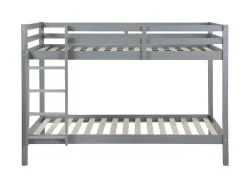 Vente-unique Kinderbed Stapelbed-Stapelbed Anicet Ii - 2 X 90X 190 Cm - Massief Grenen - Grijs + Matras