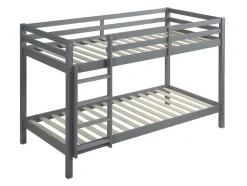 Vente-unique Kinderbed Stapelbed-Stapelbed Anicet Ii - 2 X 90X 190 Cm - Massief Grenen - Grijs + Matras