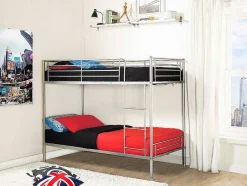 Vente-unique Kinderbed Stapelbed-Stapelbed Duotis Ii - 2 X 90 X 190 Cm - Zilver