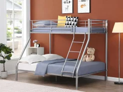 Vente-unique Kinderbed Stapelbed-Stapelbed Elevatio Iii - 90/140 X 190 Cm - Metaal - Zilver