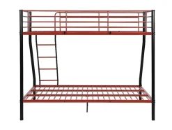 Vente-unique Kinderbed Stapelbed-Stapelbed Elevatio Iv - 90 En 140 X 190 Cm - Staal - Zwart En Rood