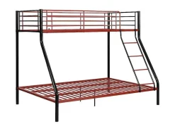 Vente-unique Kinderbed Stapelbed-Stapelbed Elevatio Iv - 90 En 140 X 190 Cm - Staal - Zwart En Rood